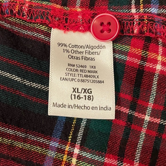 Red Green and Gold Plaid Button Down Long Sleeved Blouse, Sz XL - Picture 5 of 6